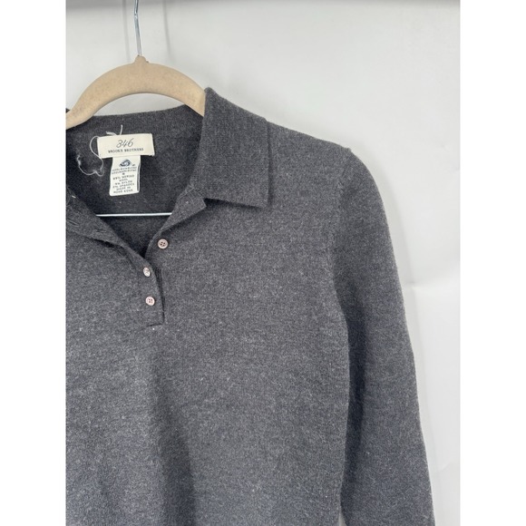Brooks Brothers Merino Wool Blend Long Sleeve Top Women S Grey Quiet Luxury - Picture 5 of 5